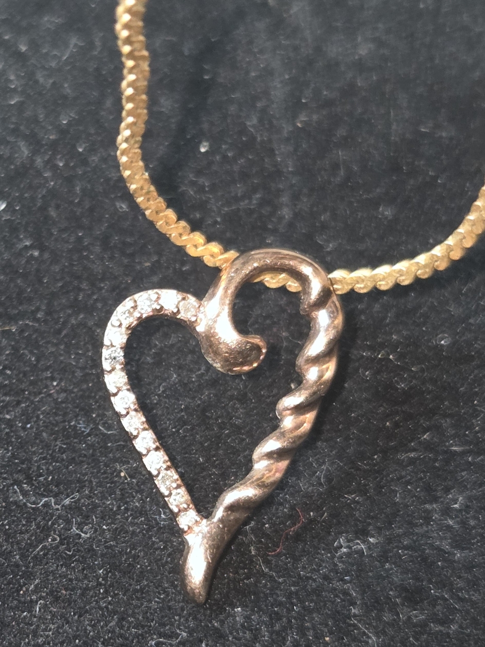 Rose Gold Heart Pendant with Natural White Diamonds